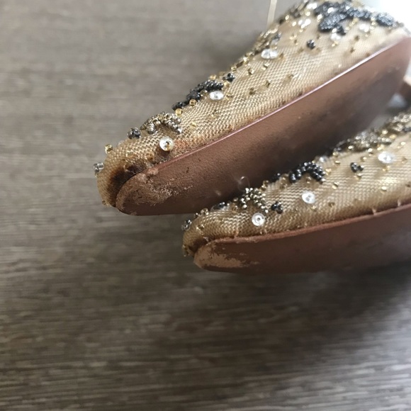 Rene Caovilla Gold Beaded Sling Back Heel Sz 7 - Picture 7 of 7